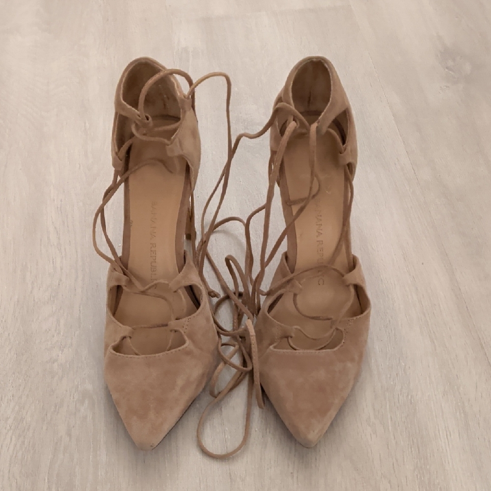 Banana Republic Tan Lace-Up Heels